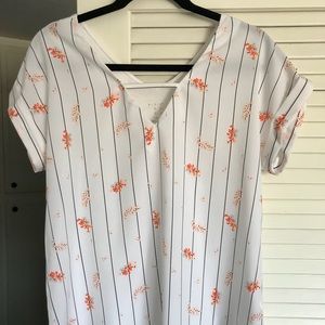 A New Day white striped floral top